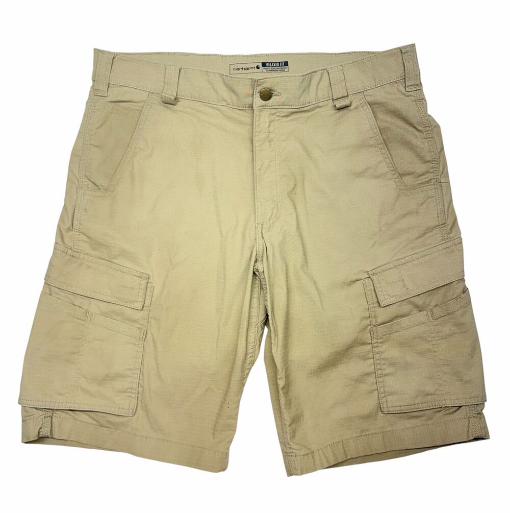 Carhartt Men’s 36 Relaxed Fit Ripstop Cargo Shorts Khaki Tan Work Utility